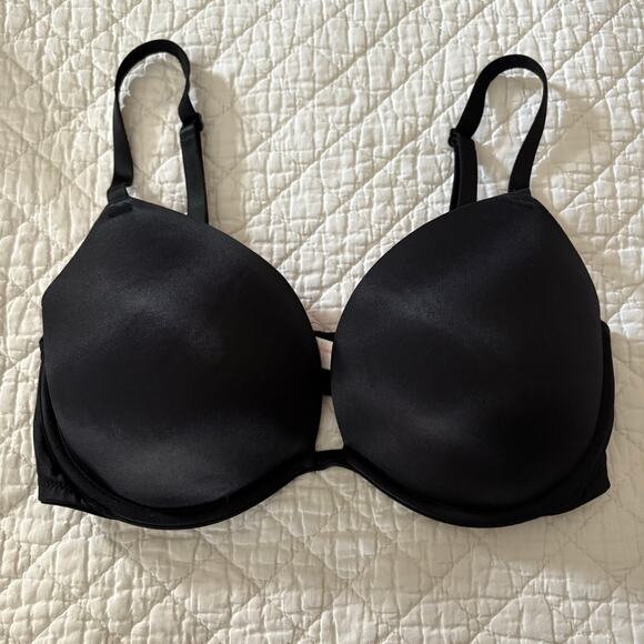 VICTORIA'S SECRET PINK Super Push-Up Bra Black Sz34D D75 Intimates Full Coverage - Picture 1 of 11